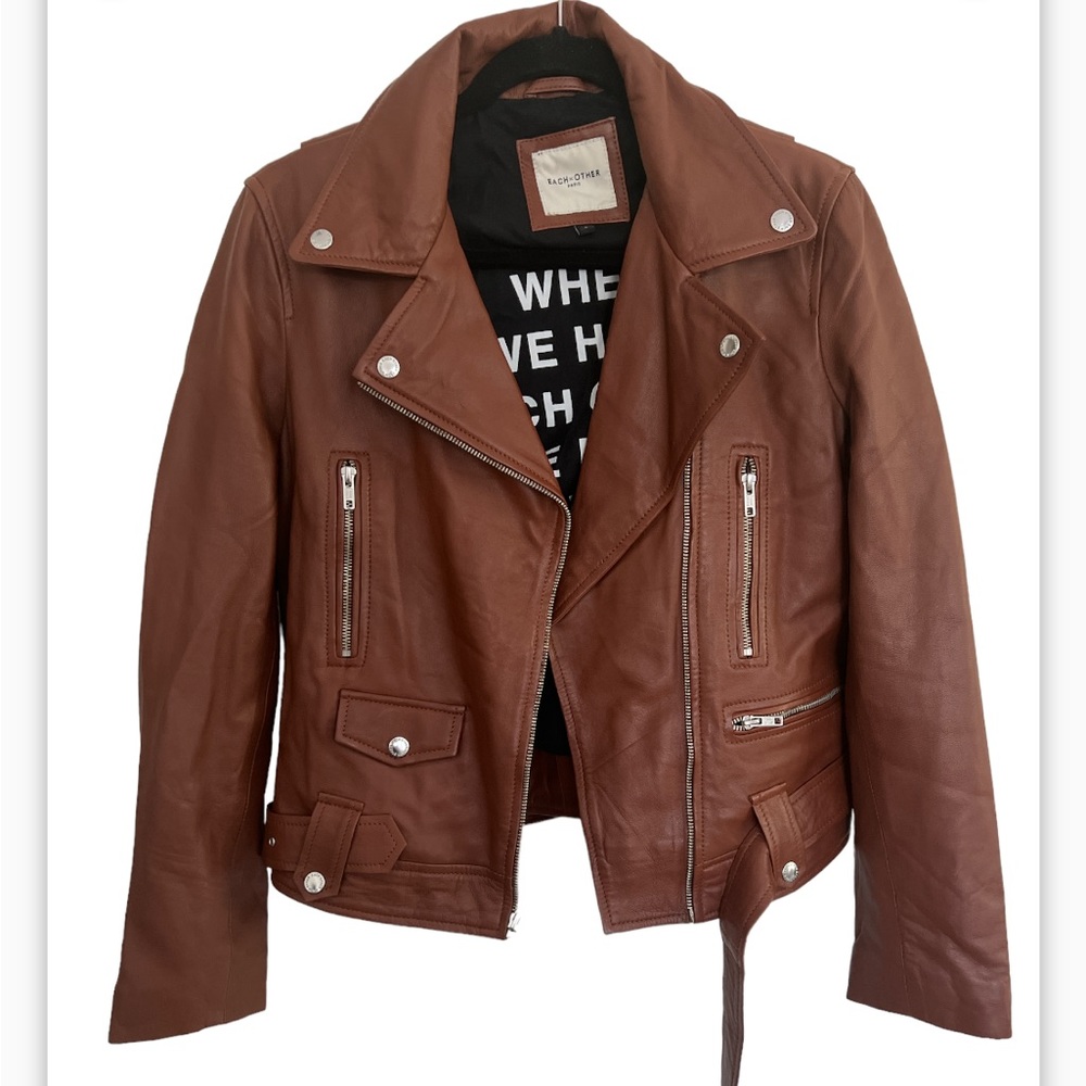 NEW Each X Other Paris Baya Black leather motorcycle belted jacket size Small